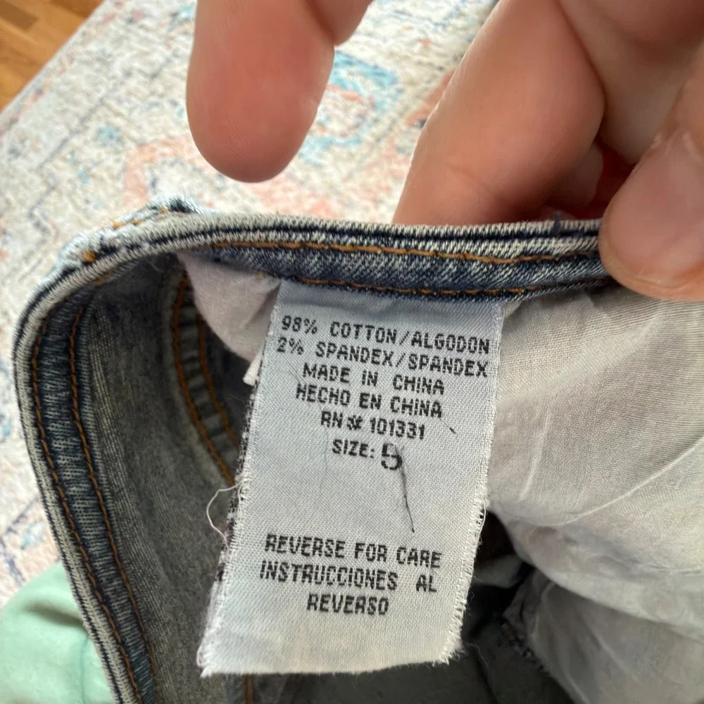 Vintage Y2K Refuge Grommet Detail Flare Jeans Blue Denim Size 5 2000s Aesthetic - Picture 4 of 7